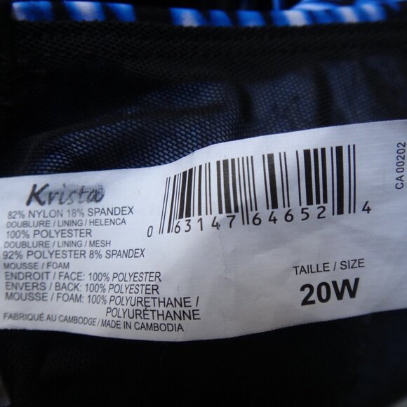 Women Krista SWIMSUIT BATHING Blue Black Size 2X (20W) NEW - Picture 9 of 9
